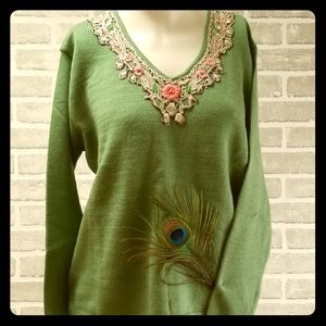 Vintage Lace Embroidered Sweater Nw/oT